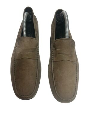 Tod's Taupe Suede Slip-On Penny Loafers
